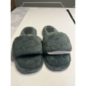 COACH Green Lamb Fur Shearling Open Toe Slippers Slides Sz 9.5
